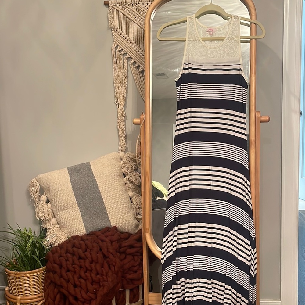 Navy White striped Maxi